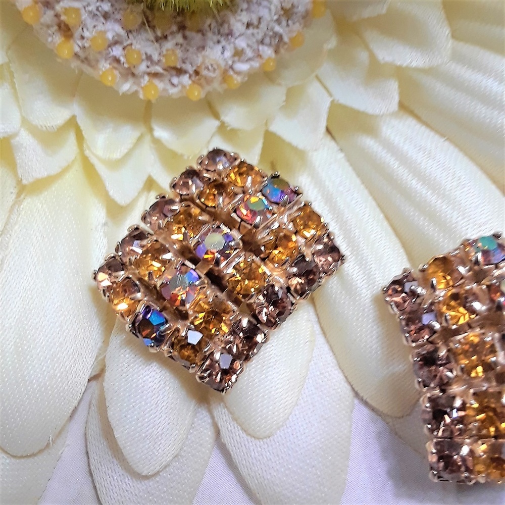 Weiss Aurora Borealis Rectangle Rhinestone Ear - image 2